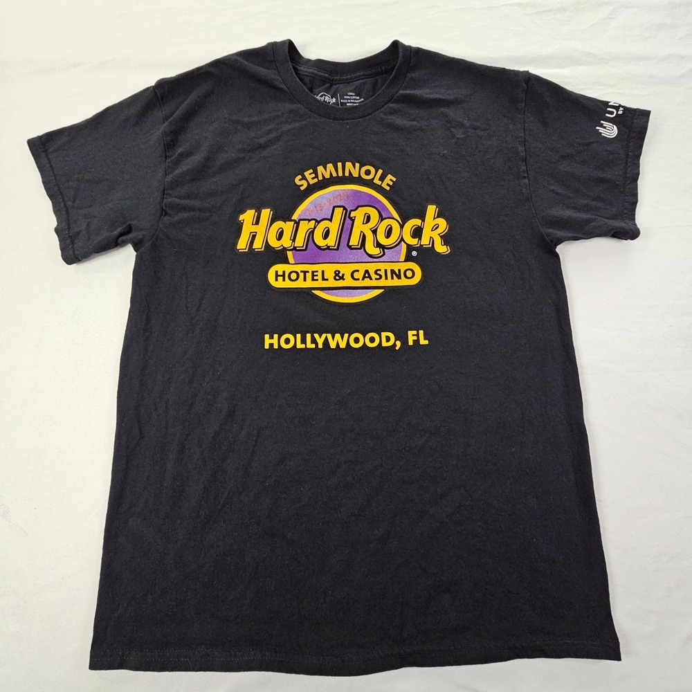 Hard Rock Hotel & Casino Hollywood FL Black Short Sleeve Cotton T-Shirt Men's L